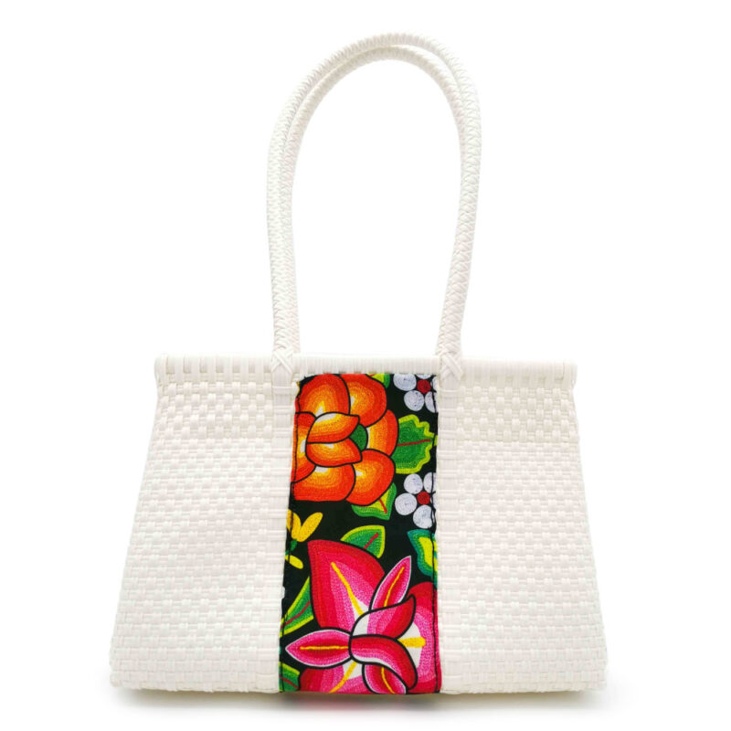 Bolsa artesanal blanca con motivo sublimado
