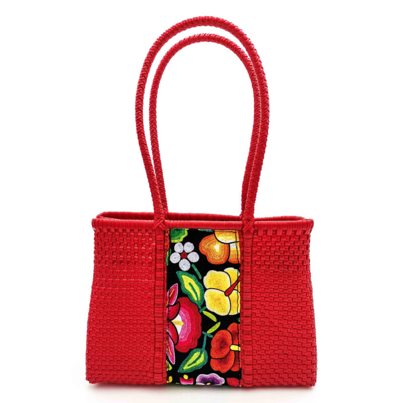Bolsa artesanal roja con motivo sublimado