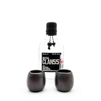 Kit Mezcal Artesanal CLAN55° Espadín 200ml + 2 copas de Barro Negro