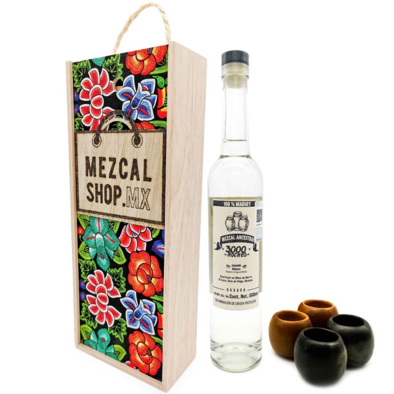 Kit: Caja artesanal + Mezcal Ancestral 3000 Noches Espadín + Barro Negro