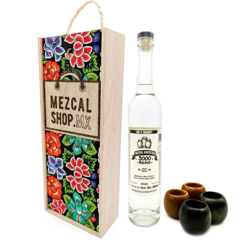 Kit: Caja artesanal + Mezcal Ancestral 3000 Noches Tobalá + Barro Negro