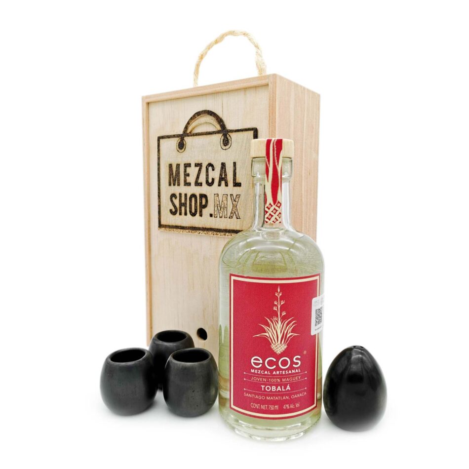 Kit: Caja artesanal + Mezcal Artesanal ecos Tobalá + Barro Negro