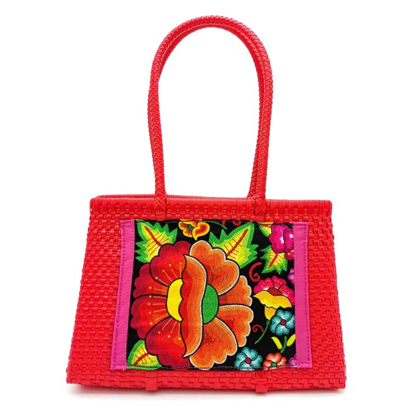 Bolsa artesanal color rojo con motivo sublimado