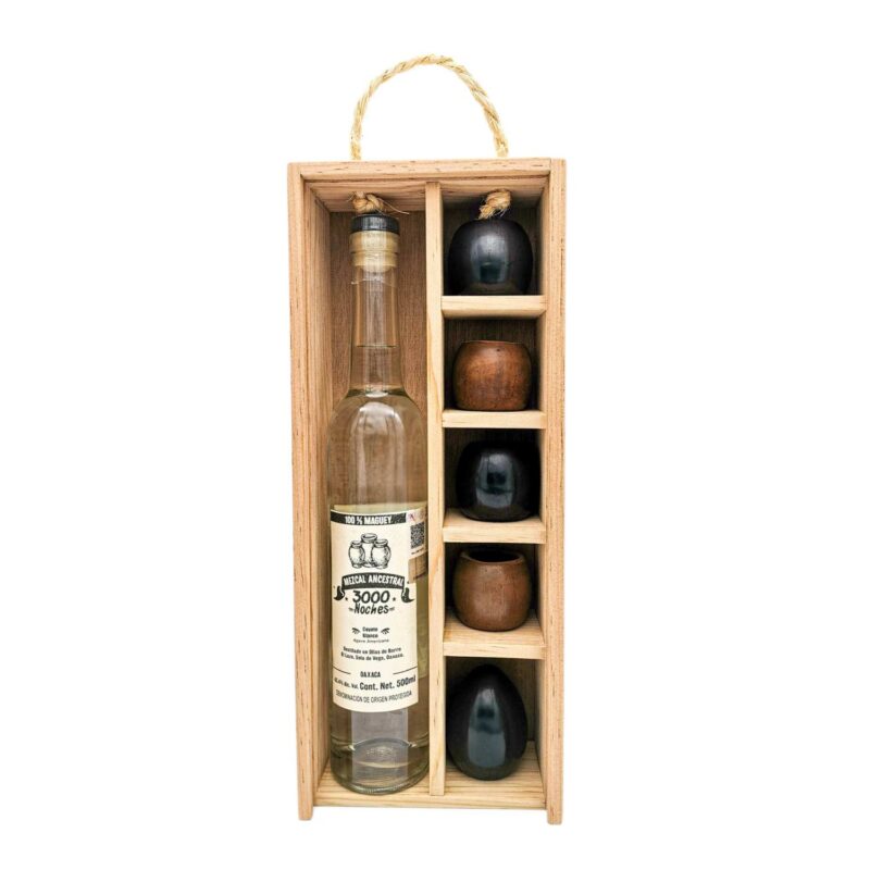 Kit: Caja artesanal + Mezcal Ancestral 3000 Noches Coyote + Barro Negro - Image 2