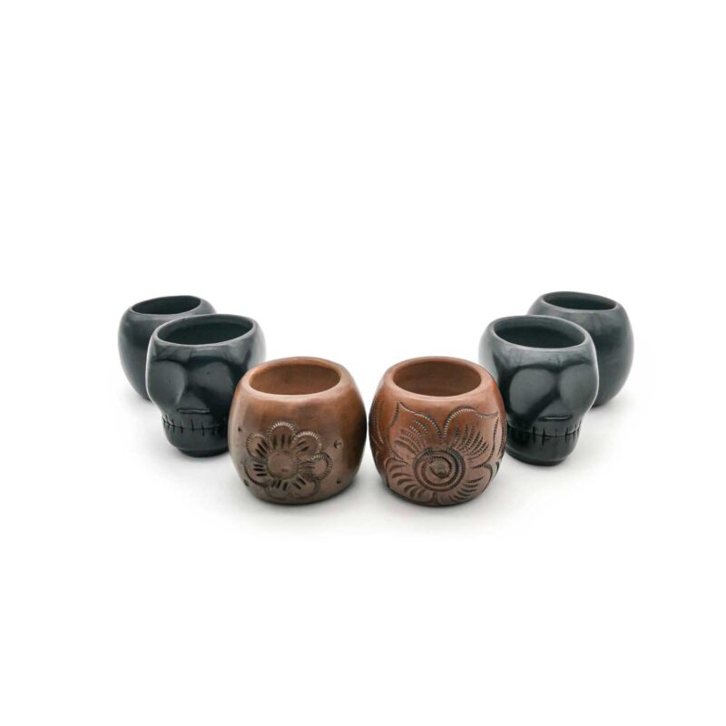 Kit copas mezcaleras de Barro Negro decoradas (pieza única) - Image 3