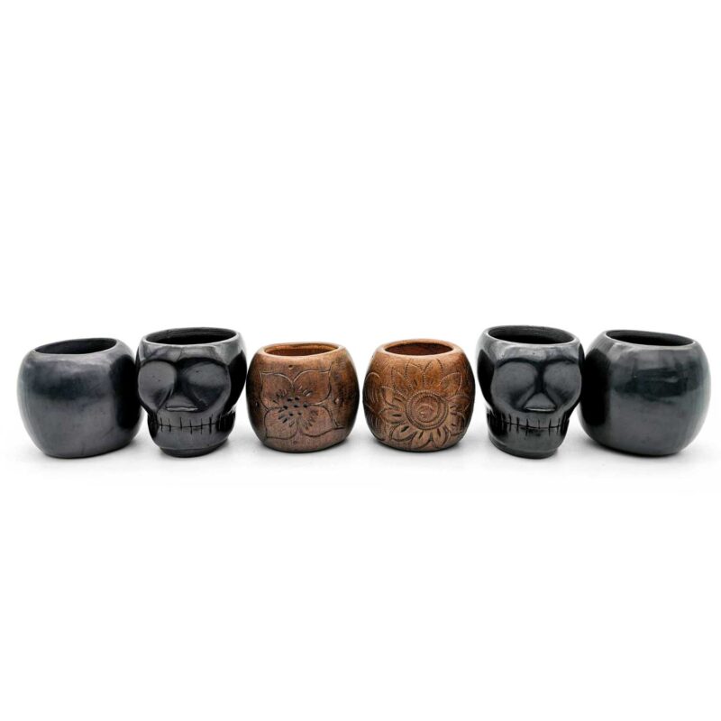 Kit copas mezcaleras de Barro Negro decoradas (pieza única) - Image 2