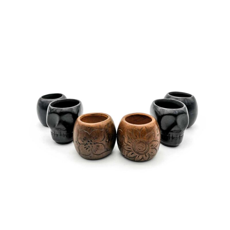 Kit copas mezcaleras de Barro Negro decoradas (pieza única) - Image 3