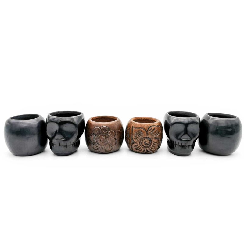Kit copas mezcaleras de Barro Negro decoradas (pieza única) - Image 2