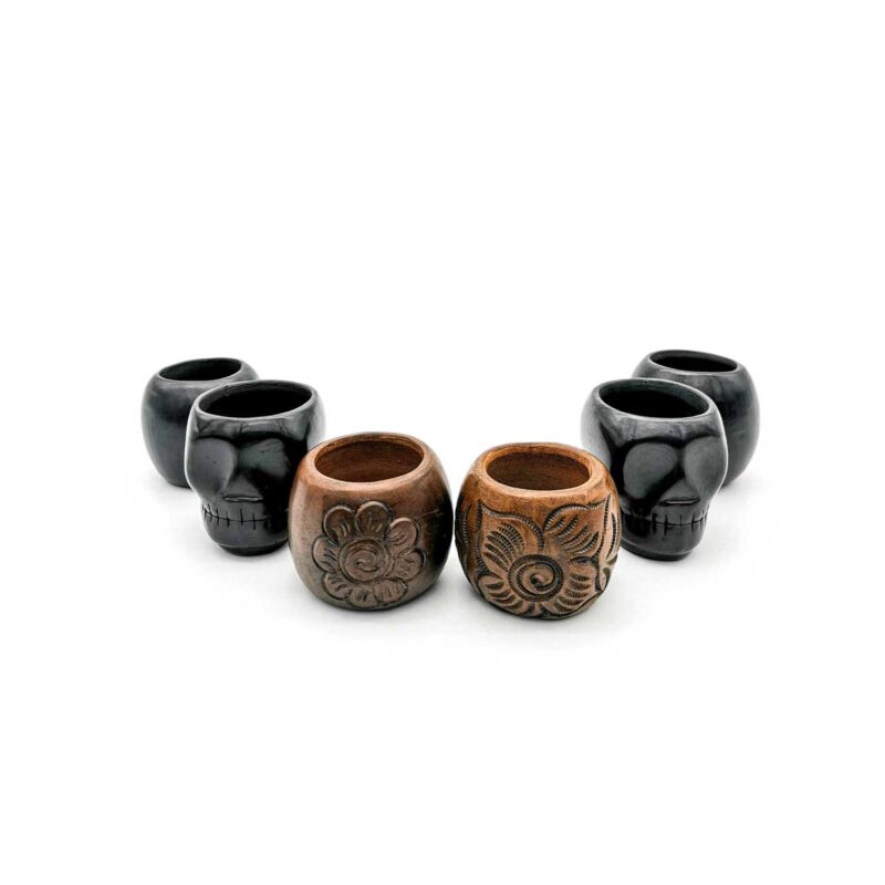 Kit copas mezcaleras de Barro Negro decoradas (pieza única) - Image 3