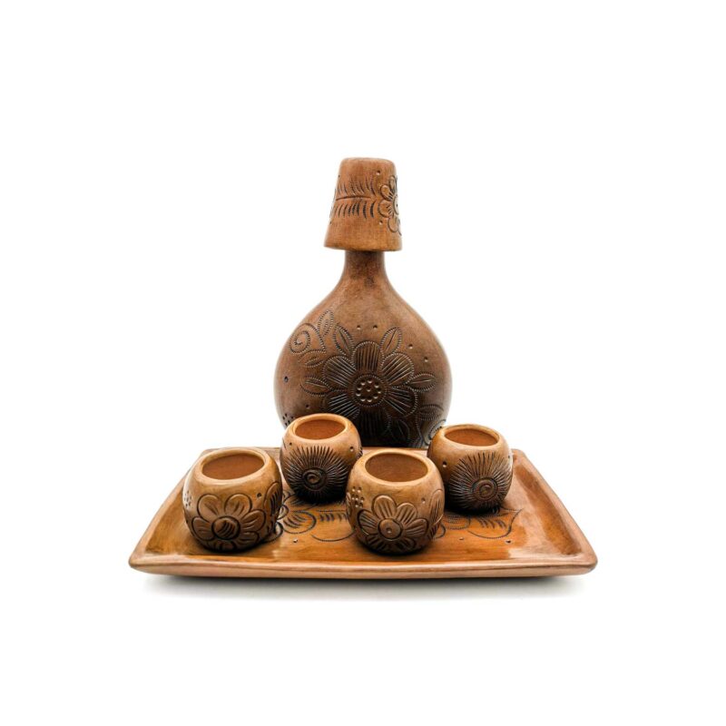 Kit botanero de Barro Negro: 1 plato, 5 copas y 1 licorera - Image 6