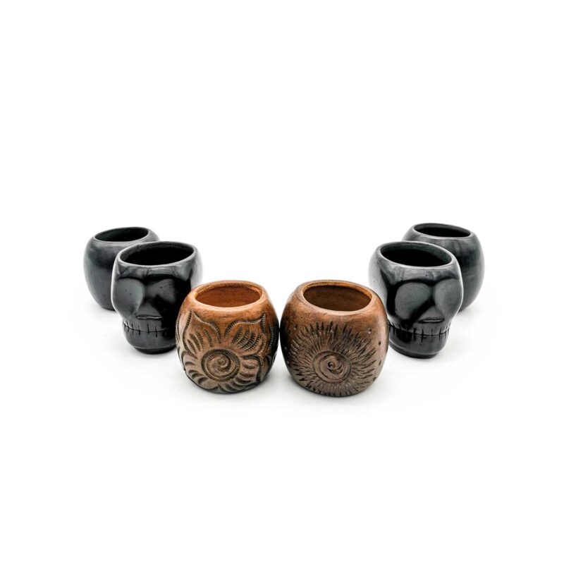 Kit copas mezcaleras de Barro Negro decoradas (pieza única) - Image 3