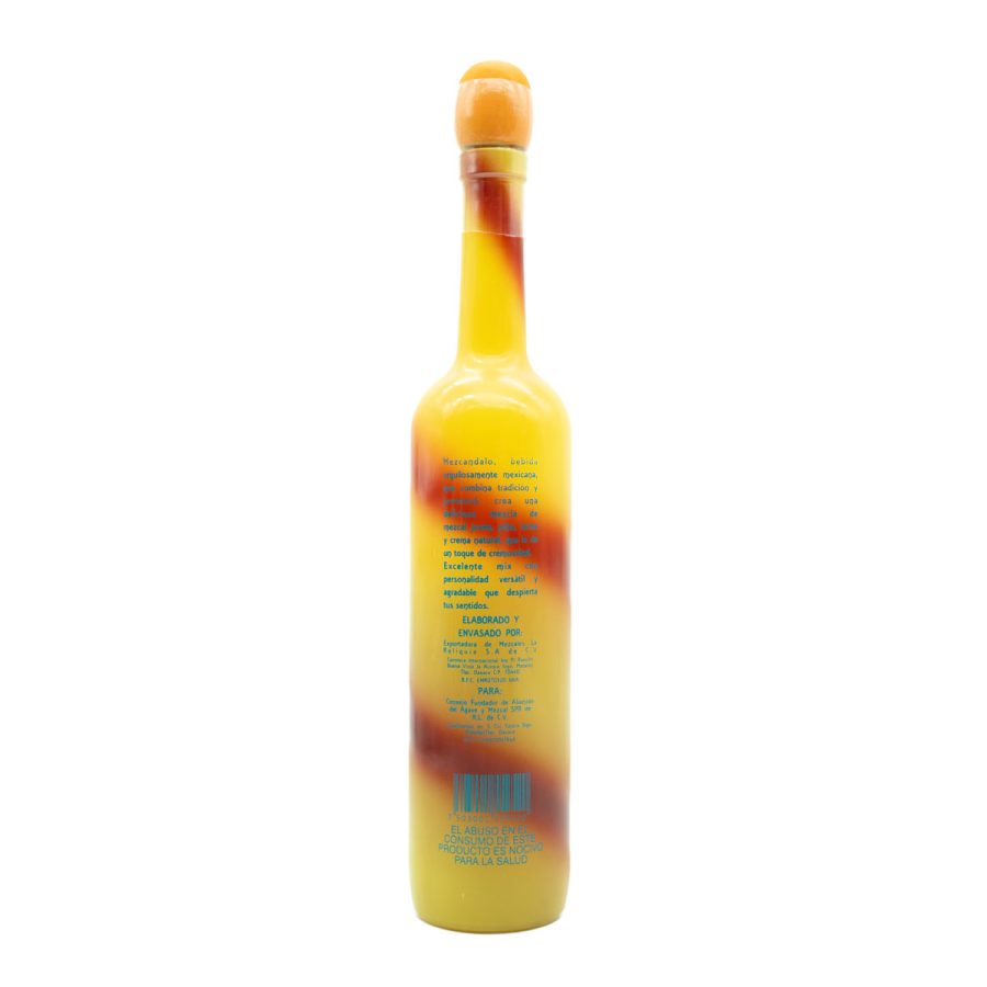 botella mezcandalo color amarillo con raya roja