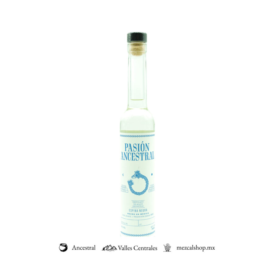 Botella de mezcal pasion ancestral espina negra